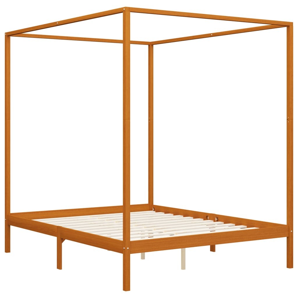 Canopy Bed Frame with 2 Drawers Solid Pine Wood 180x200 cm